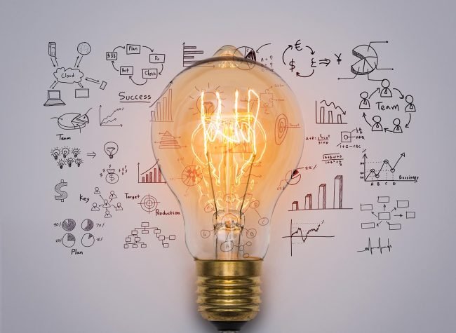 Light bulb with drawing graph